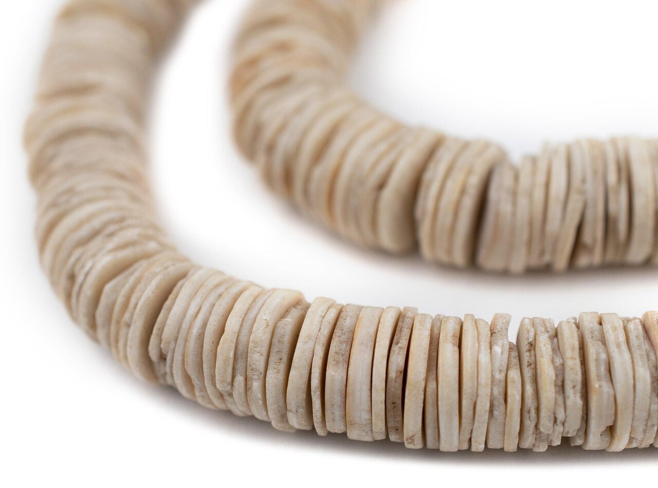 The Bead Chest Vintage Ocean Shell Heishi Beads (12mm)